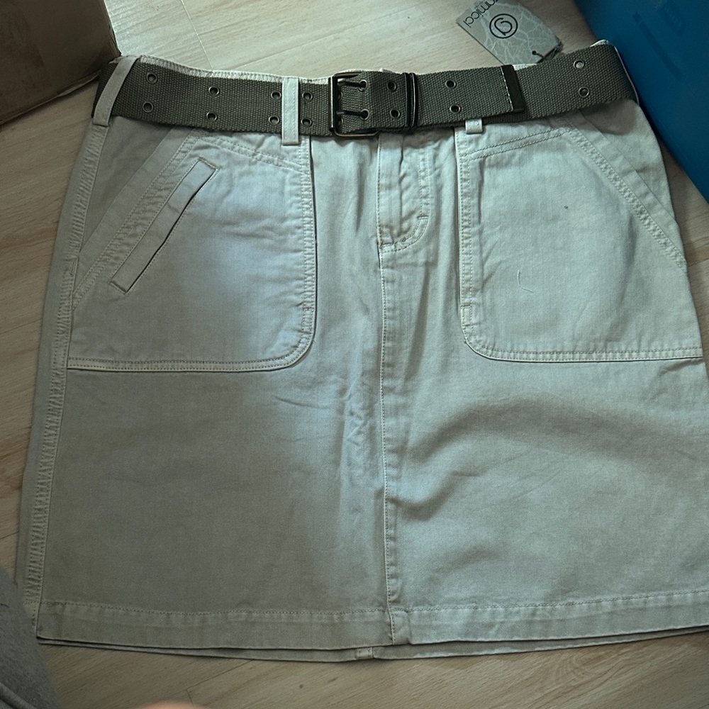 NEW Vintage Gramicci Tan Cargo Mini Skirt with Olive Belt